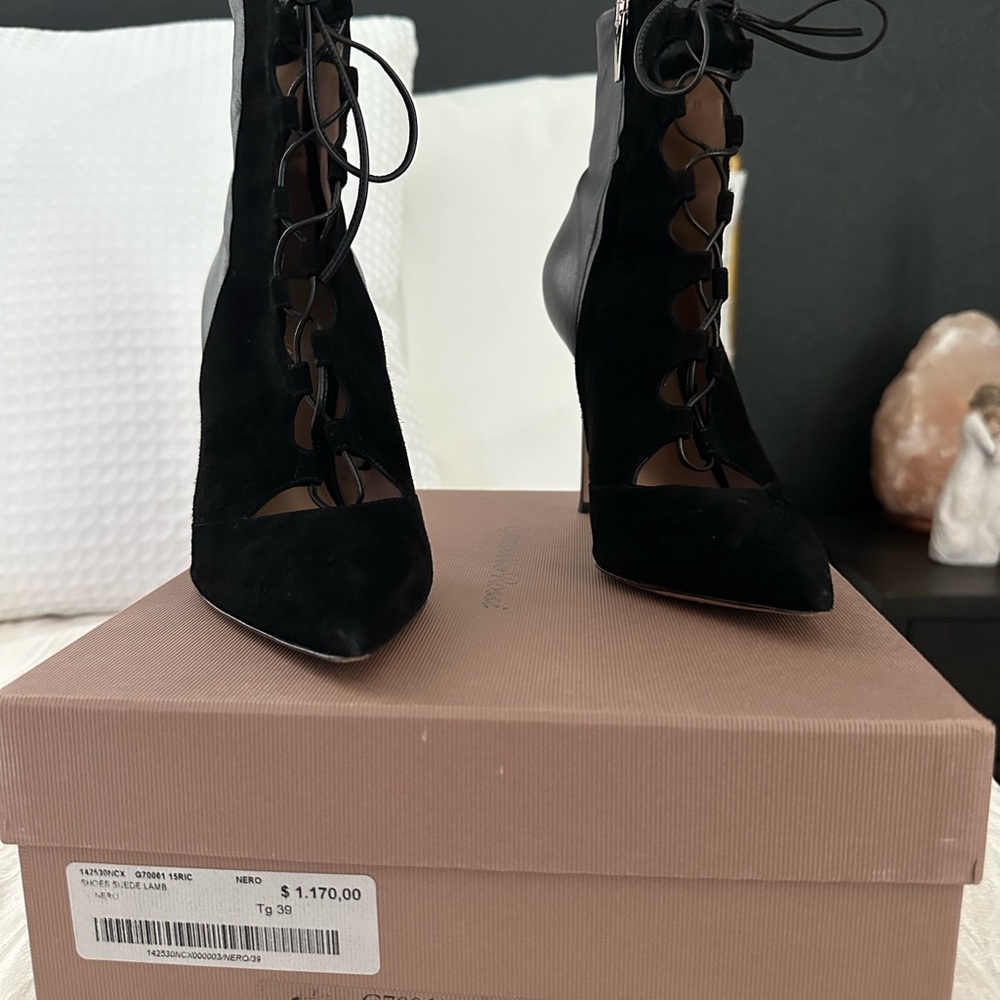 Gianvito Rossi Black Lace-Up Boots